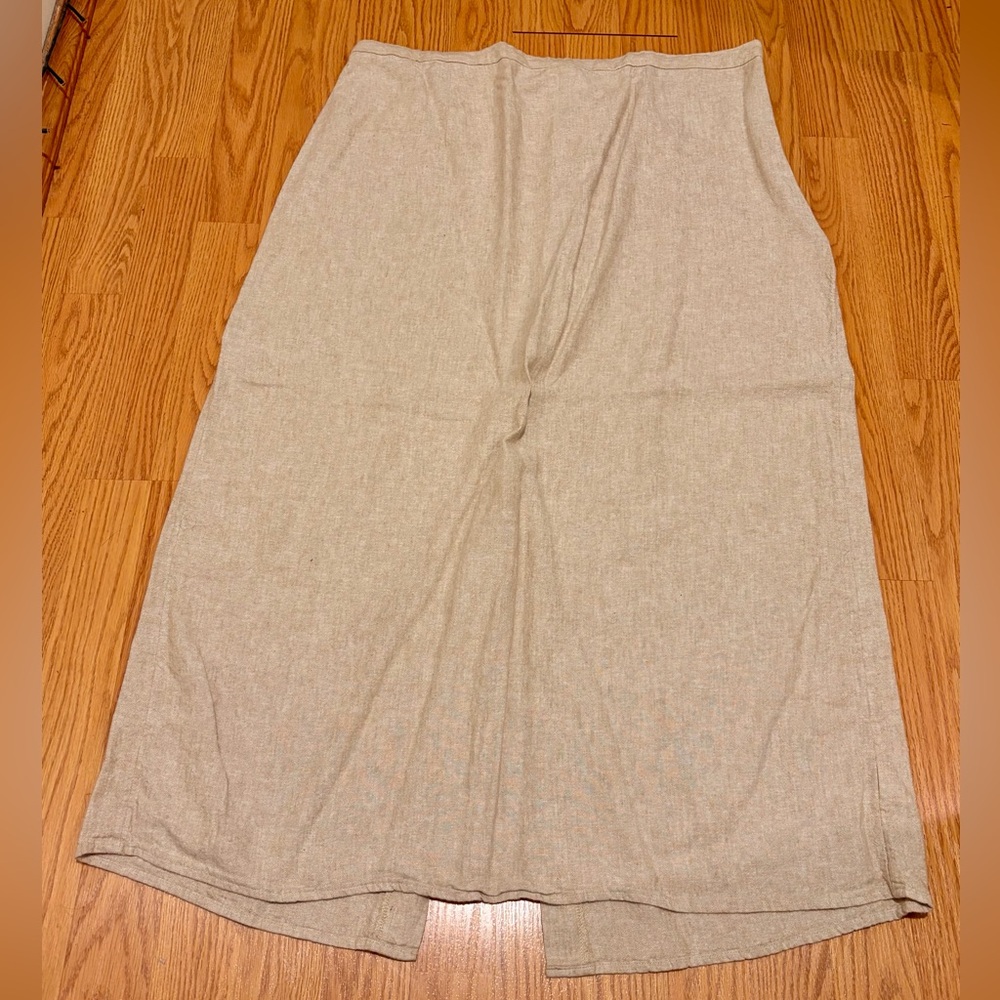 Old Navy Beige Linen-Blend Midi Skirt